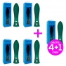 Pack 4+1 Edan Estimulador Punta Sedosa Silicona Líquida USB Verde Botella
